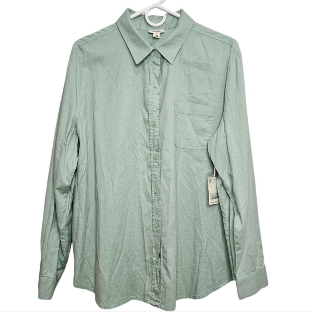 a.n.a Long Sleeve Button Down One Pocket Shirt Mint Green Large
